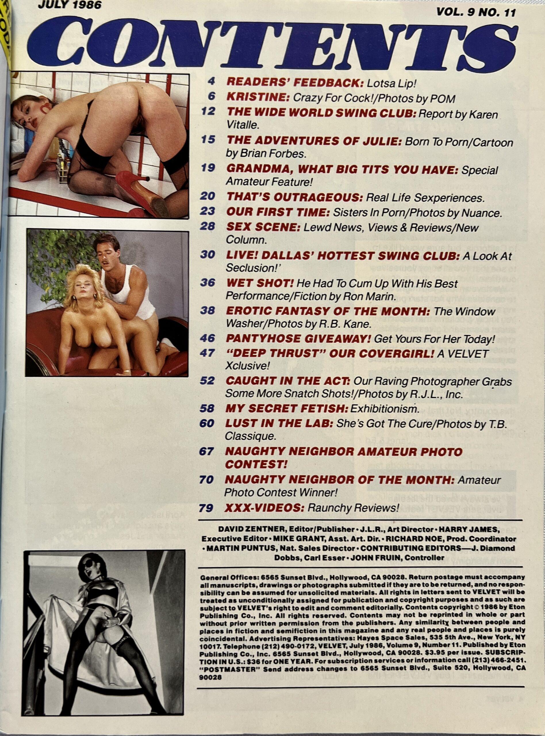 Velvet July 1986 Adult Magazine
