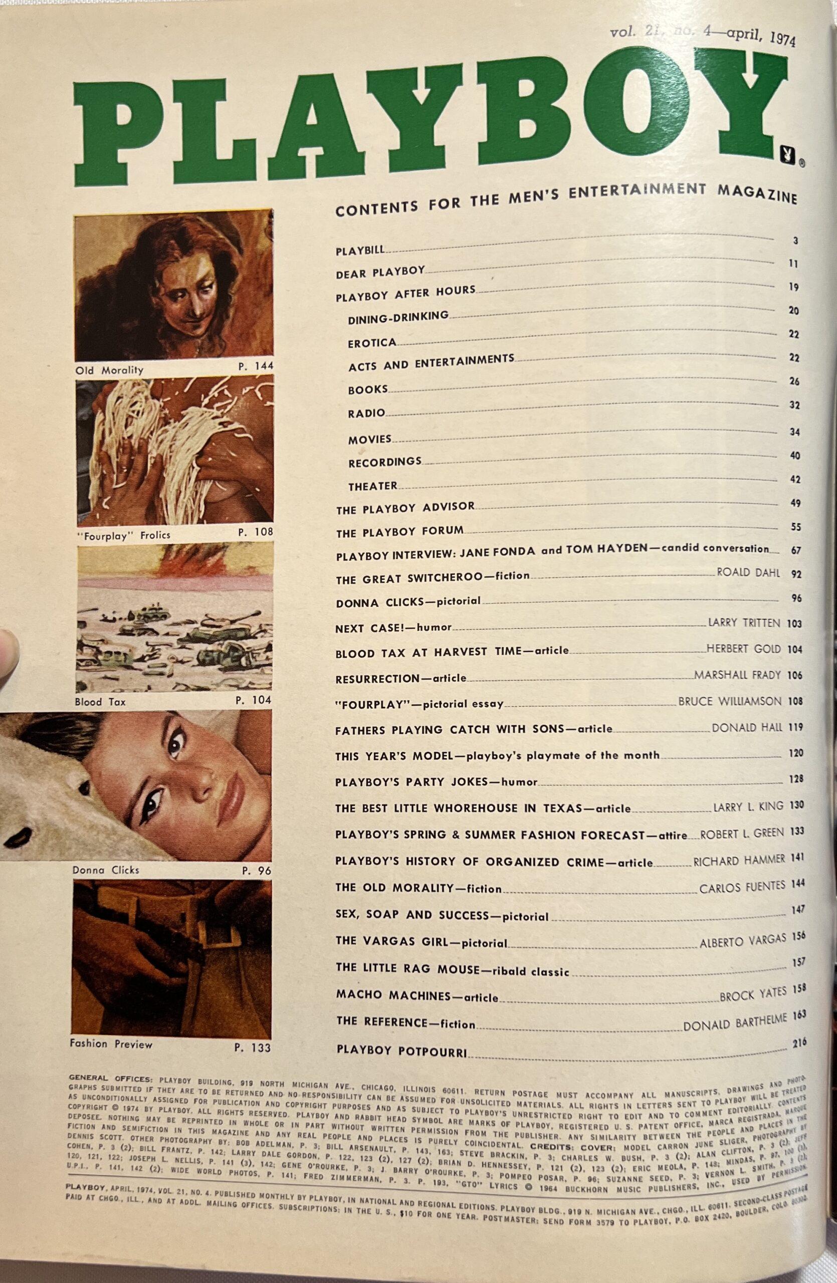 Playboy April 1974 *Jane Fonda* - Vintage Magazines 16