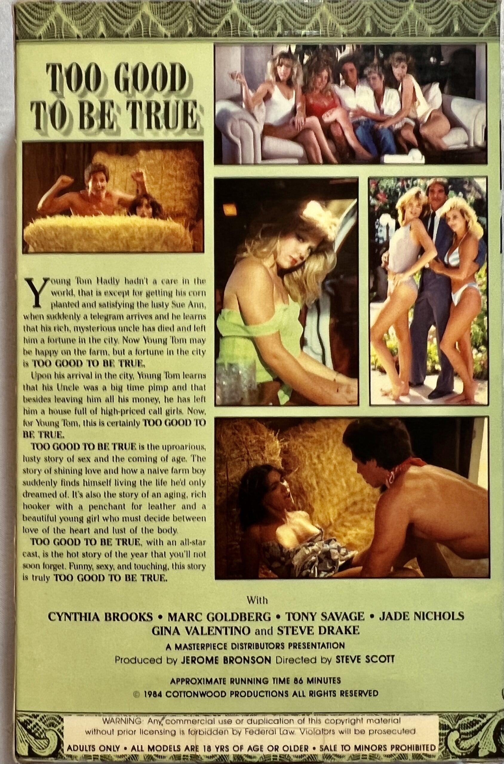 Too Good To Be True 1984 Adult XXX VHS *Peter North and Ginger Lynn*