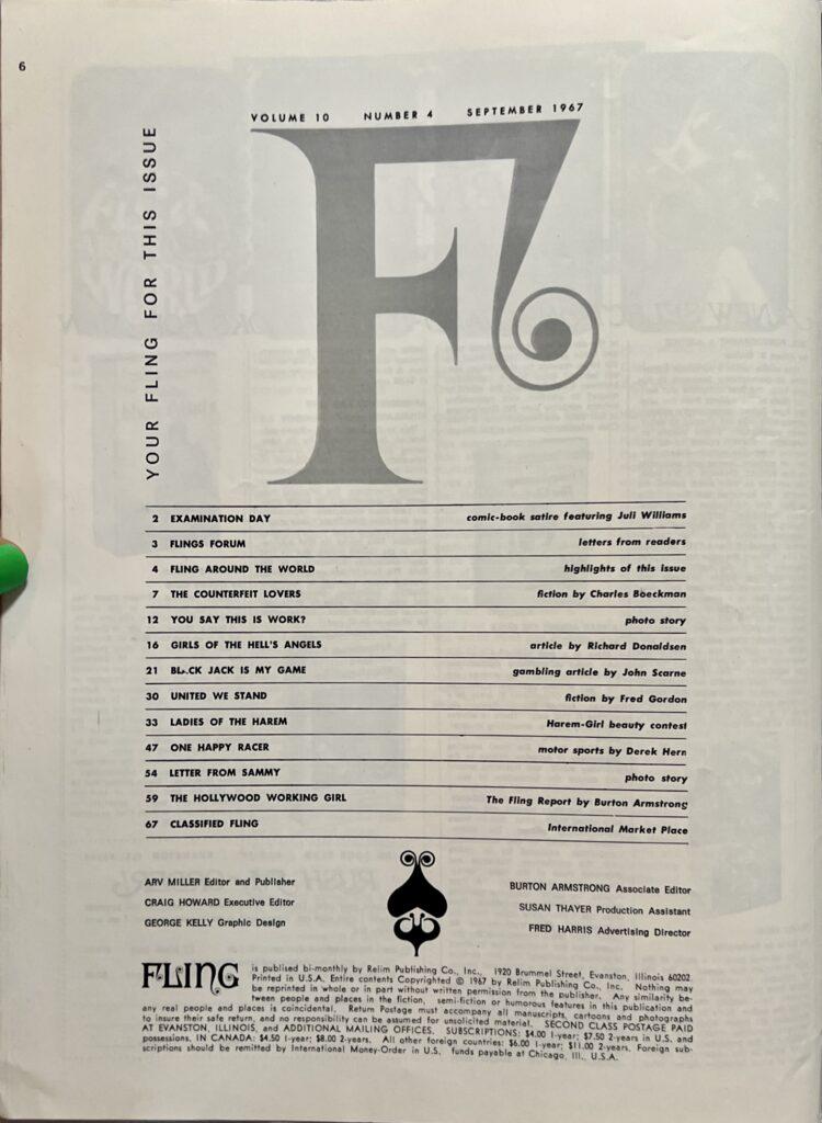 Fling September 1967 Adult Pinups Magazine *Joan Brinkman* - Vintage