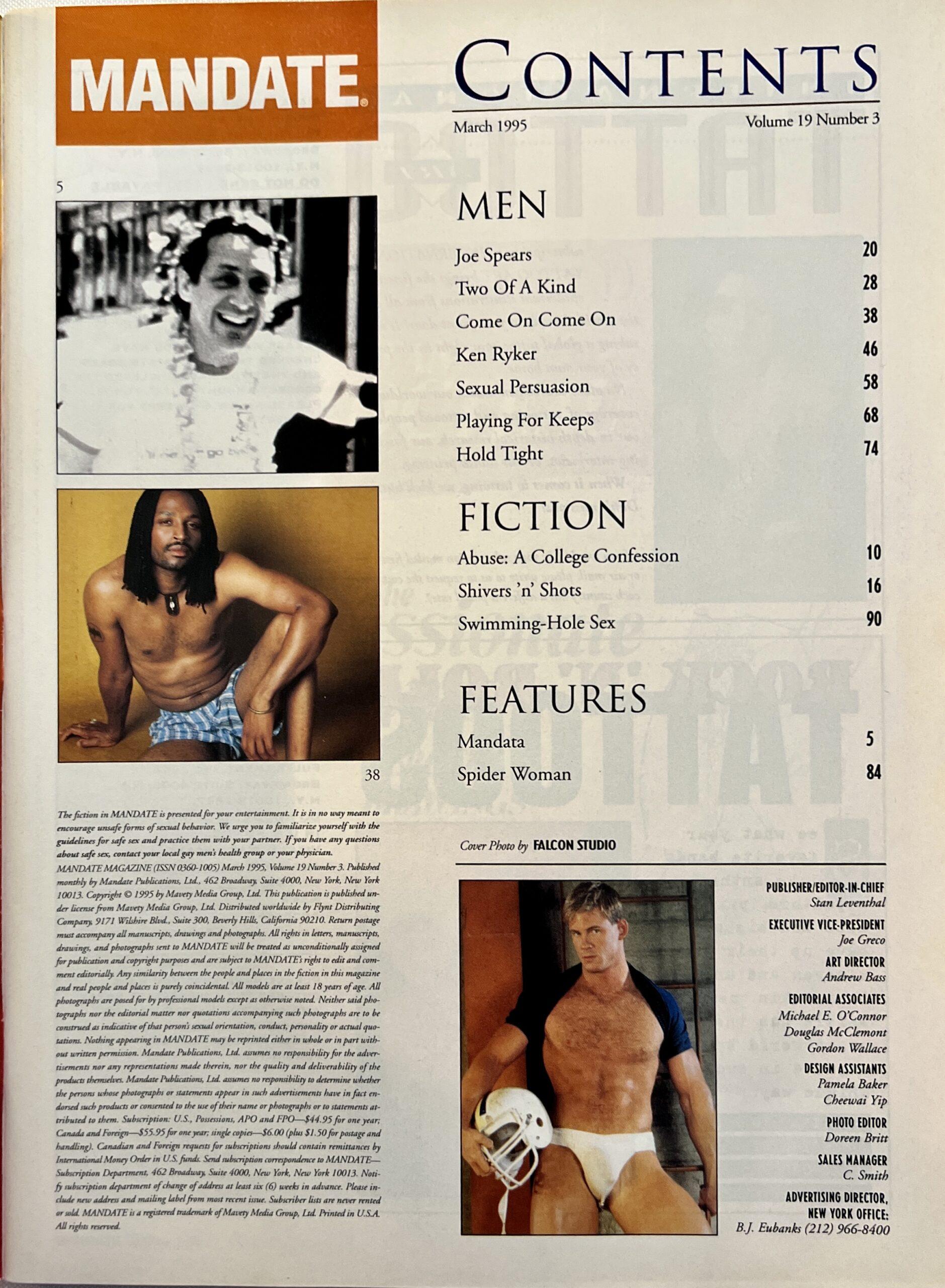 Mandate March 1995 Gay Adult Magazine *Joe Spears & Ken Ryker* - Vintage  Magazines 16
