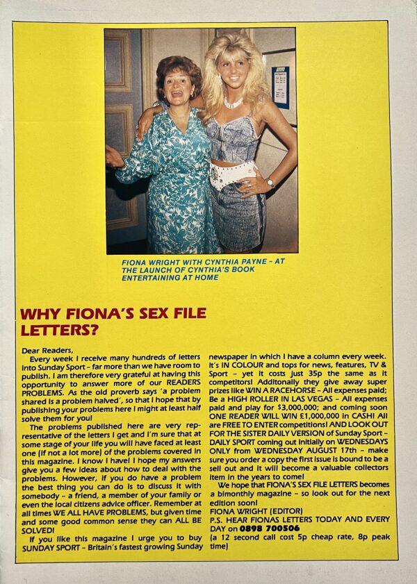 Sunday Sports Fiona S Sex Files Letters 1 80 S Uk Magazine Vintage Magazines 16